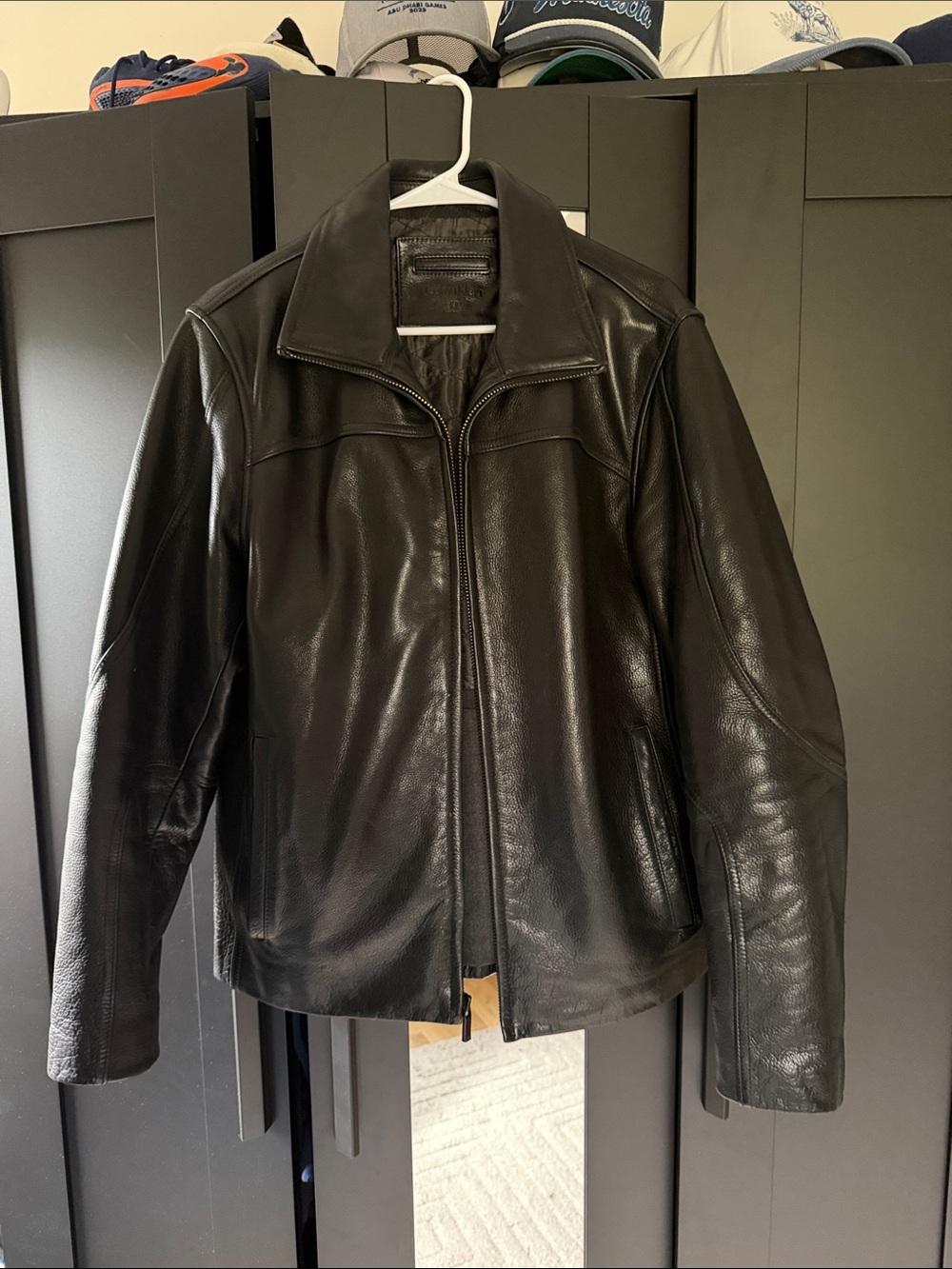 Calvin Klein Men's Black Leather Bomber Jacket